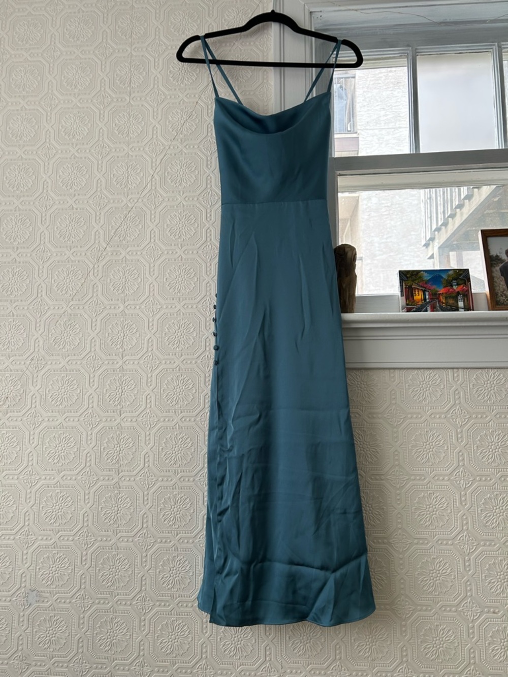 Azazie Bermuda Cowl Midi Dress with Side Button Slit